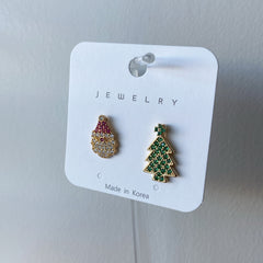 Santa X Christmas Tree Sparkle Earrings