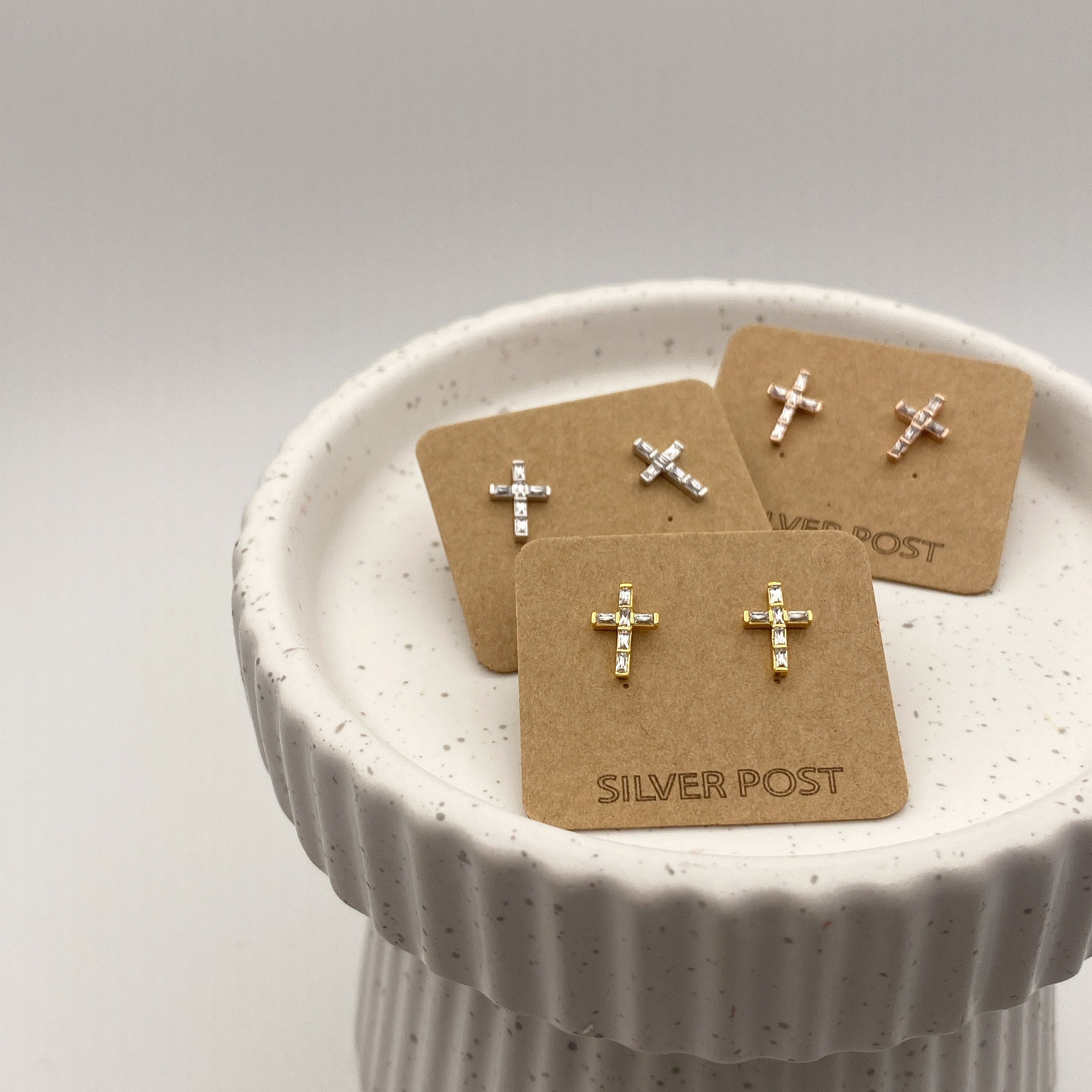 Baguette Cross Earrings