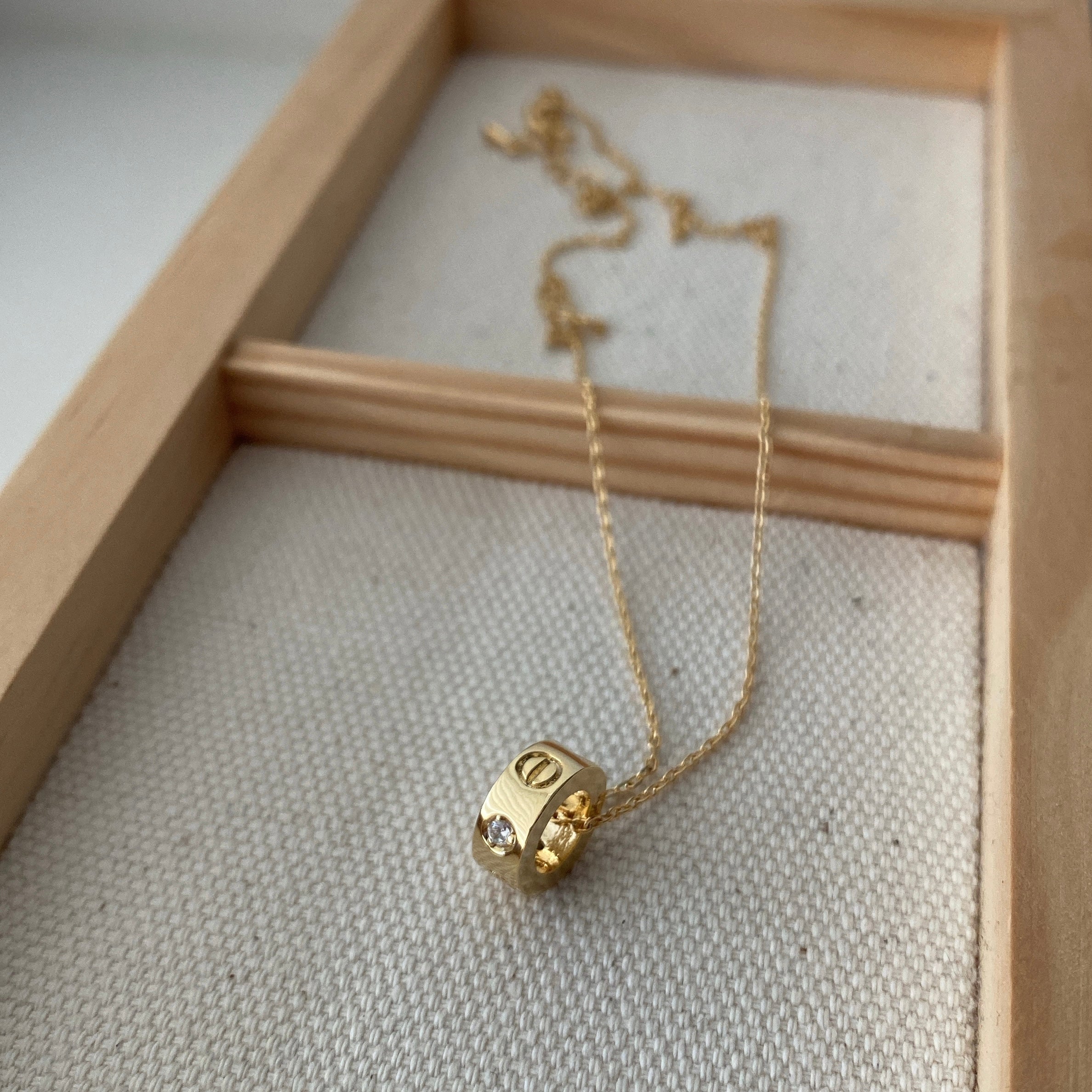 LOVE CZ Barrel Necklace