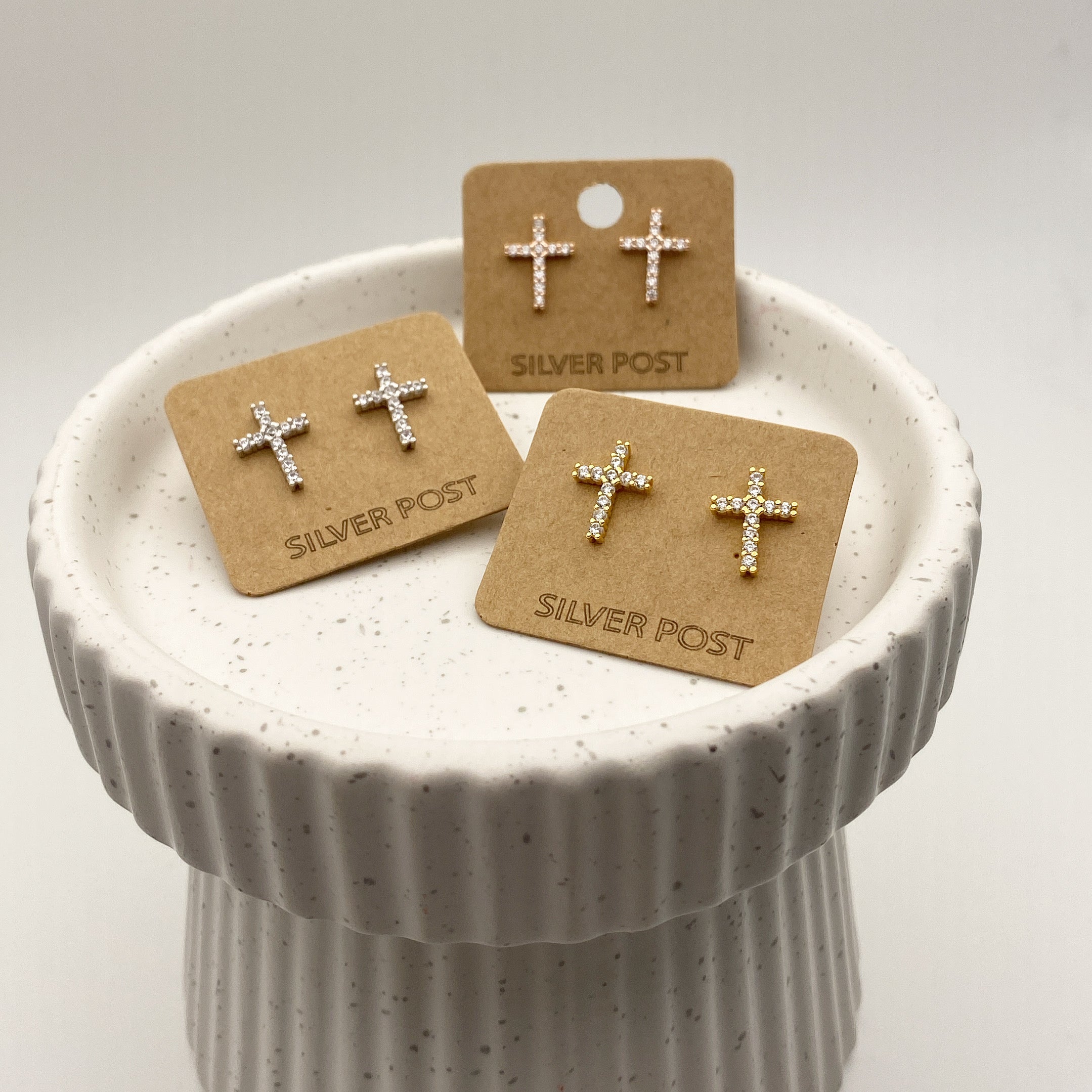 Pavé Cross Earrings