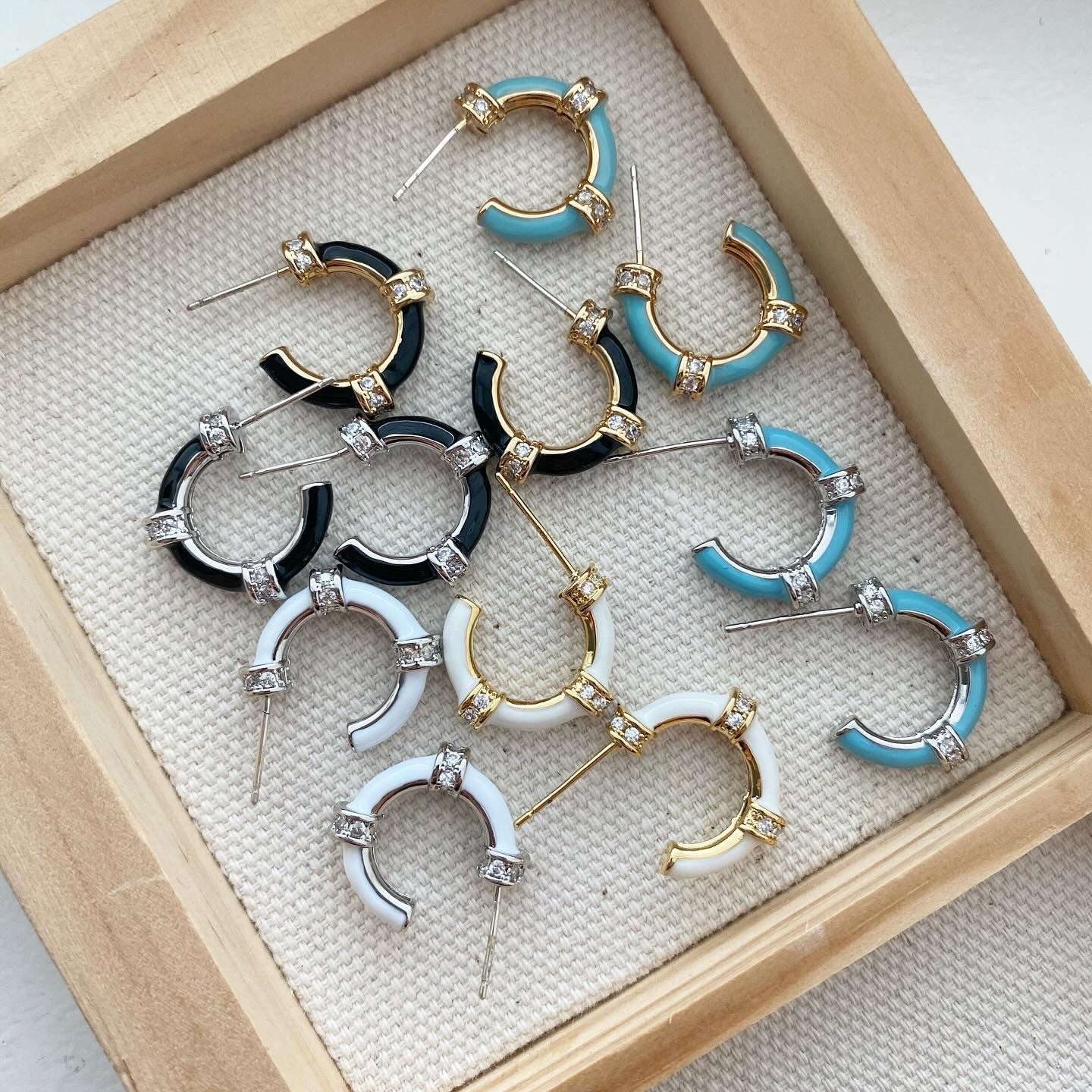 Enamel Hoop Earrings