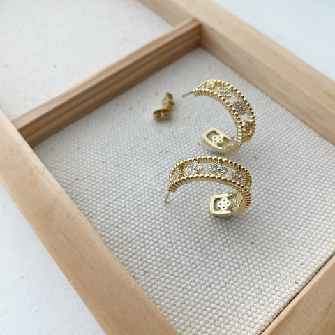 Dotty Clover Inlay Hoop Earrings