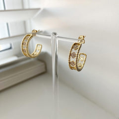 Dotty Clover Inlay Hoop Earrings