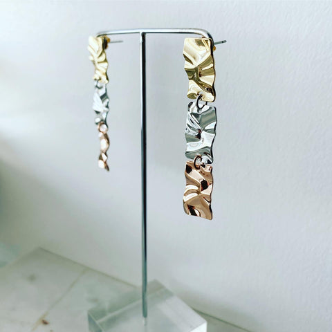 Tri-Panel Crinkle Earrings